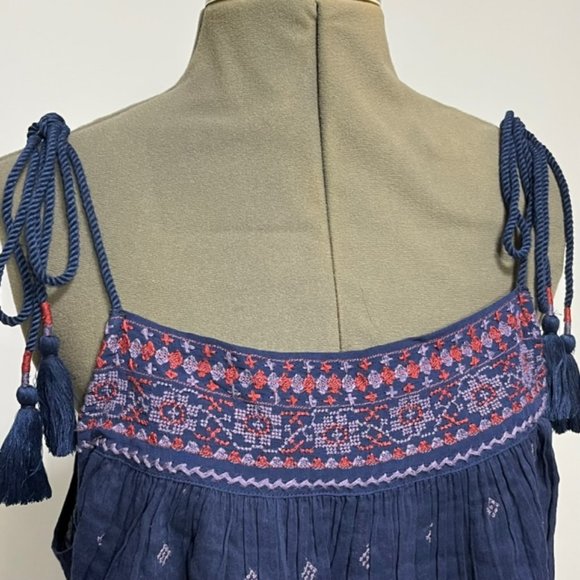 FREE PEOPLE Blue Embroidered Crop Tank NWT Size L - Picture 5 of 12